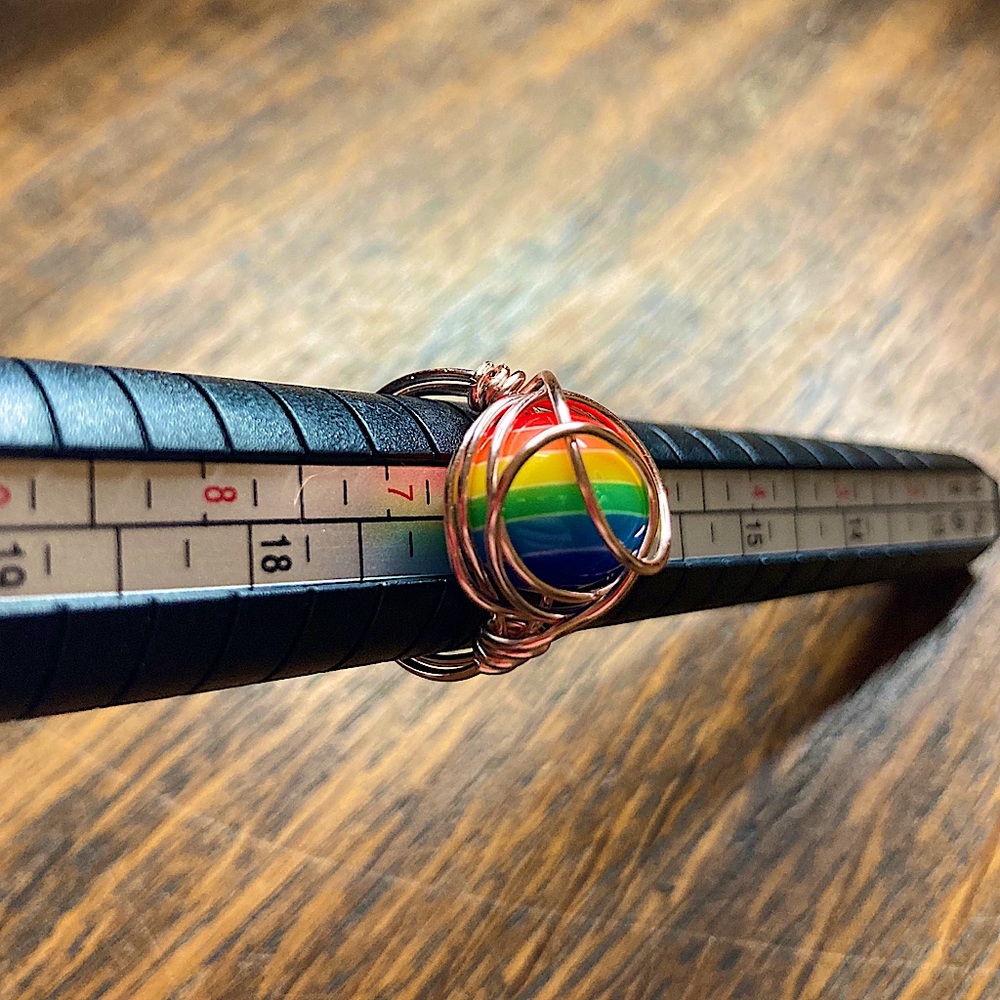 Bi Pride Gay LGBTQ Rainbow Wire Wrap Ring